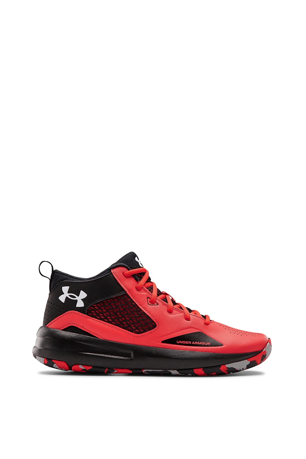 Under Armour, Pantofi mid-high unisex cu insertii din piele, pentru baschet Lockdown 5