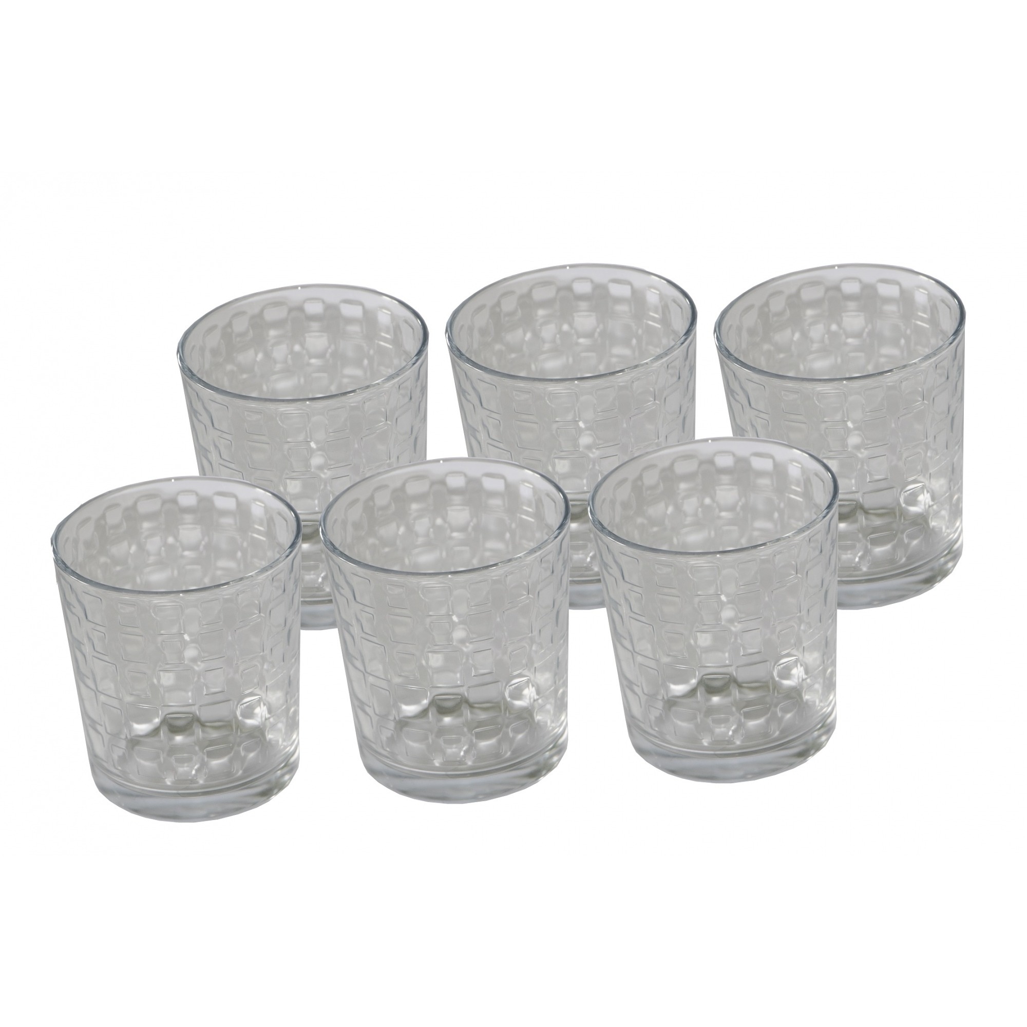 Set 6 pahare cu patratele pasabahce, 390 ml, Transparente
