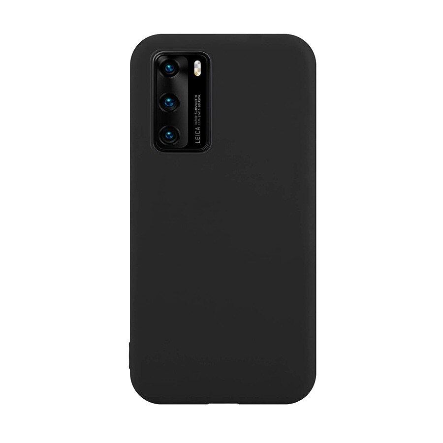 Set Husa protectie pentru Huawei P40, din silicon, Negru si folie ecran, Joyshell