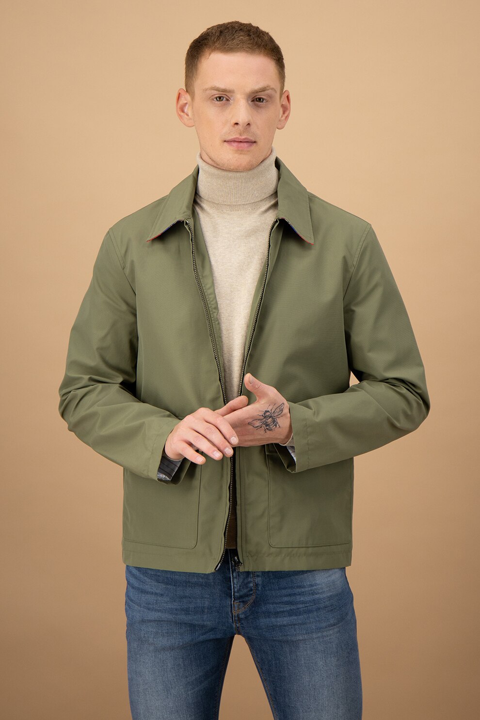 United Colors of Benetton, Jacheta cu buzunare aplicate, Verde sparanghel, S