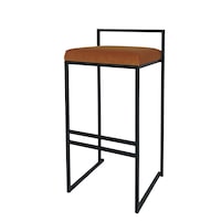 Scaun insula bucatarie Still mad, modern, metal/catifea, mustar, 35 x 35 x 64
