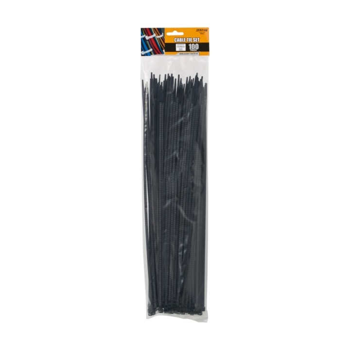 Handy. Vezetékkötegelő, önzáró, fekete, 100 db