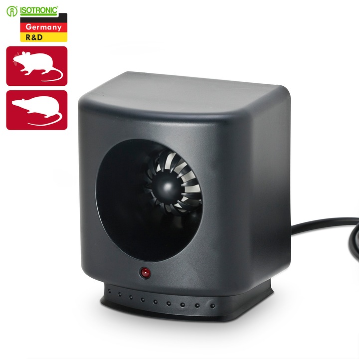 Alarma cu ultrasunete impotriva rozatoarelor, Isotronic, 230 V, 50 mp, 107 x 95 x 71 mm