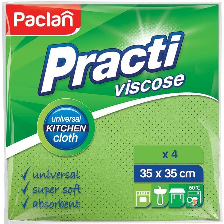 Laveta universala PACLAN vascoza 35x35 cm 4 buc/set