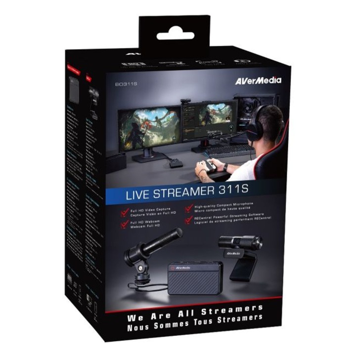 Kit AVerMedia Live Streamer 311S - placa de captura, camera web, microfon