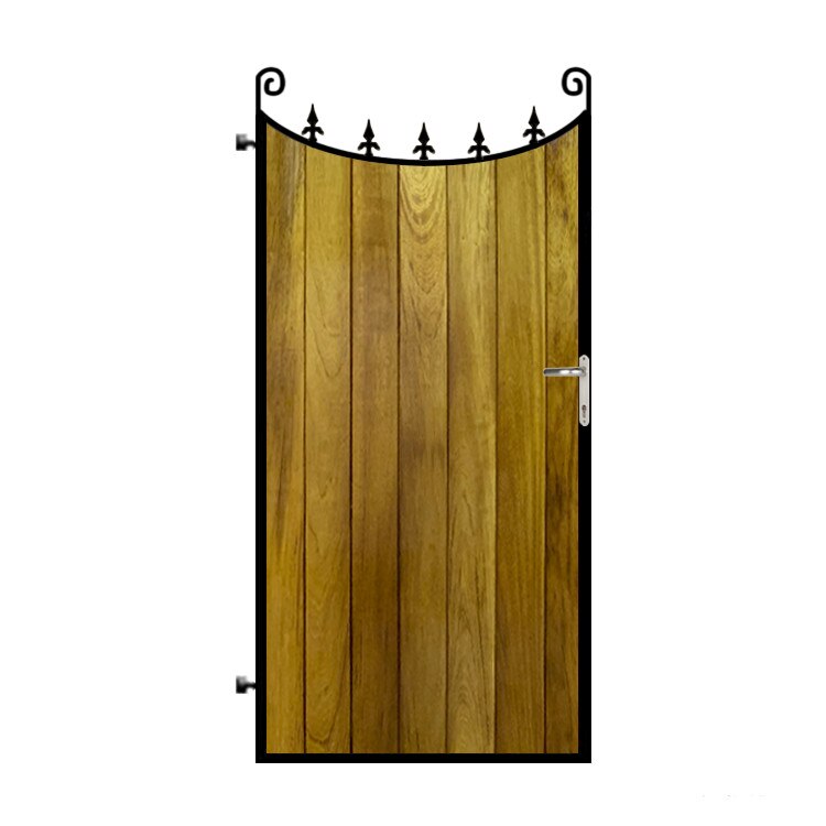 Poarta pietonala din otel si lemn, model PP-17, 900x1800 mm, vopsita cu lac pentru lemn in diferite nuante