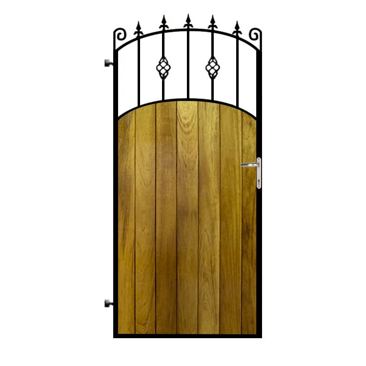 Poarta pietonala din otel si lemn, model PP-19, 900x1800 mm, vopsita cu lac pentru lemn in diferite nuante