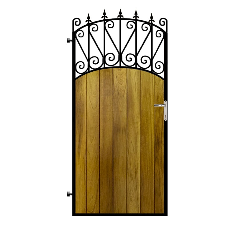 Poarta pietonala din otel si lemn, model PP-21, 900x1800 mm, vopsita cu lac pentru lemn in diferite nuante