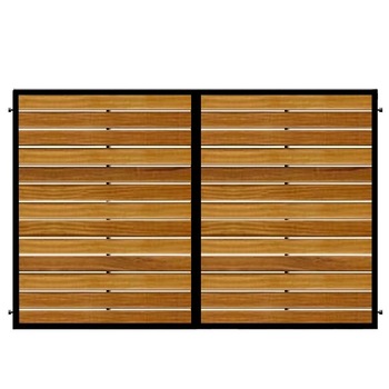 Poarta batanta din otel si lemn, model PB-06, 3500 x1800 mm, vopsita cu lac pentru lemn in diferite nuante Poarta batanta din otel si lemn, model PB-06, 3500 x1800 mm, vopsita cu lac pentru lemn in diferite nuante