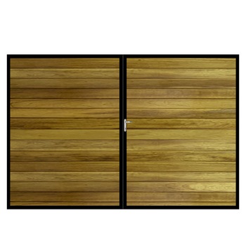 Poarta batanta din otel si lemn, model PB-02, 3500 x1800 mm, vopsita cu lac pentru lemn in diferite nuante Poarta batanta din otel si lemn, model PB-02, 3500 x1800 mm, vopsita cu lac pentru lemn in diferite nuante