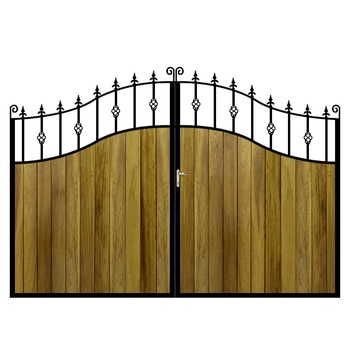 Poarta batanta din otel si lemn, model PB-10, 3500 x1800 mm, vopsita cu lac pentru lemn in diferite nuante Poarta batanta din otel si lemn, model PB-10, 3500 x1800 mm, vopsita cu lac pentru lemn in diferite nuante