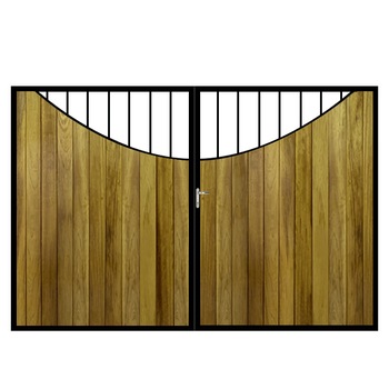 Poarta batanta din otel si lemn, model PB-14, 3500 x1800 mm, vopsita cu lac pentru lemn in diferite nuante Poarta batanta din otel si lemn, model PB-14, 3500 x1800 mm, vopsita cu lac pentru lemn in diferite nuante