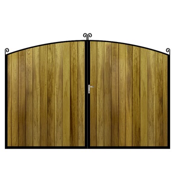 Poarta batanta din otel si lemn, model PB-16, 3500 x1800 mm, vopsita cu lac pentru lemn in diferite nuante Poarta batanta din otel si lemn, model PB-16, 3500 x1800 mm, vopsita cu lac pentru lemn in diferite nuante