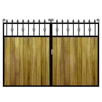 Poarta batanta din otel si lemn, model PB-19, 3500 x1800 mm, vopsita cu lac pentru lemn in diferite nuante Poarta batanta din otel si lemn, model PB-19, 3500 x1800 mm, vopsita cu lac pentru lemn in diferite nuante