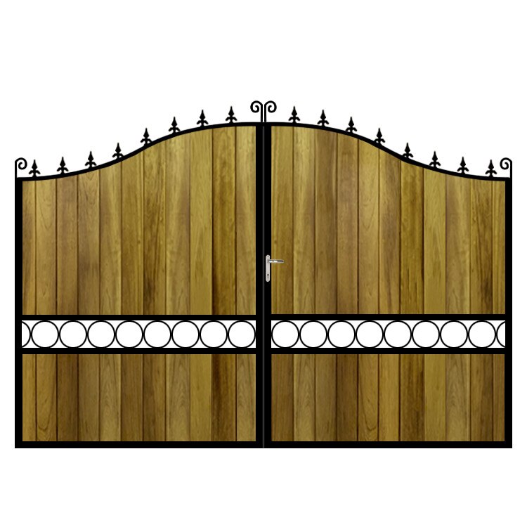 Poarta batanta din otel si lemn, model PB-22, 3500 x1800 mm, vopsita cu lac pentru lemn in diferite nuante