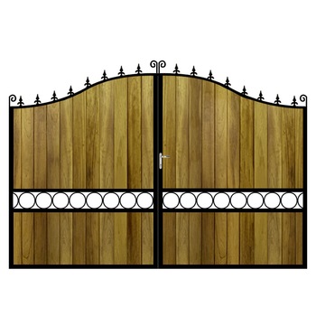 Poarta batanta din otel si lemn, model PB-22, 3500 x1800 mm, vopsita cu lac pentru lemn in diferite nuante Poarta batanta din otel si lemn, model PB-22, 3500 x1800 mm, vopsita cu lac pentru lemn in diferite nuante