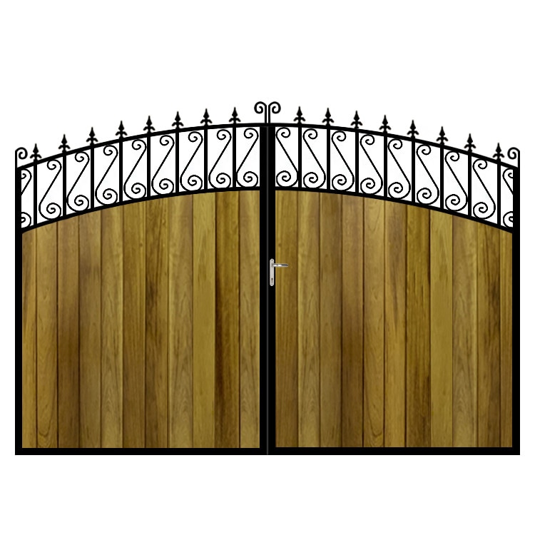 Poarta batanta din otel si lemn, model PB-24, 3500 x1800 mm, vopsita cu lac pentru lemn in diferite nuante