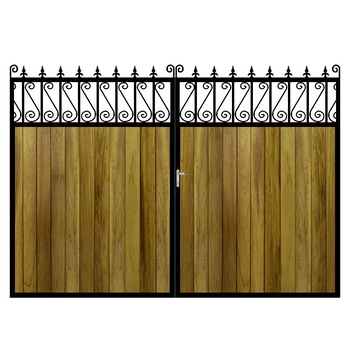 Poarta batanta din otel si lemn, model PB-26, 3500 x1800 mm, vopsita cu lac pentru lemn in diferite nuante Poarta batanta din otel si lemn, model PB-26, 3500 x1800 mm, vopsita cu lac pentru lemn in diferite nuante