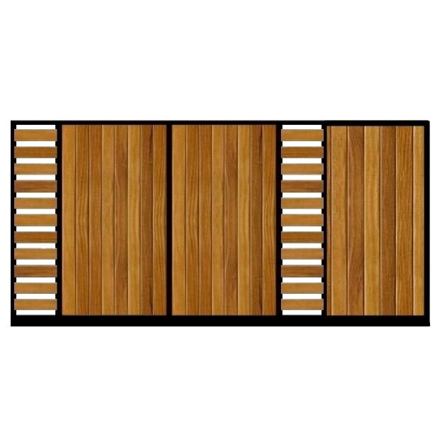 Poarta culisanta din otel si lemn, model PC-05, 4000x1800 mm, vopsita cu lac pentru lemn in diferite nuante