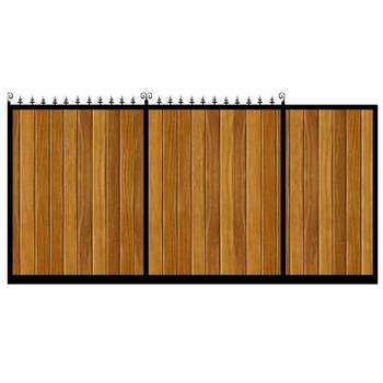 Poarta culisanta din otel si lemn, model PC-07, 4000x1800 mm, vopsita cu lac pentru lemn in diferite nuante Poarta culisanta din otel si lemn, model PC-07, 4000x1800 mm, vopsita cu lac pentru lemn in diferite nuante