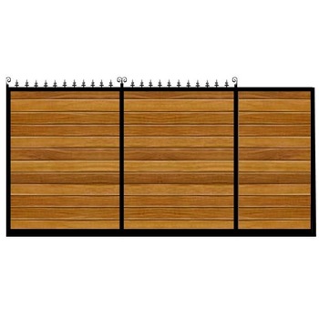 Poarta culisanta din otel si lemn, model PC-10, 4000x1800 mm, vopsita cu lac pentru lemn in diferite nuante Poarta culisanta din otel si lemn, model PC-10, 4000x1800 mm, vopsita cu lac pentru lemn in diferite nuante