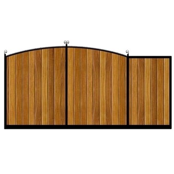 Poarta culisanta din otel si lemn, model PC-15, 4000x1800 mm, vopsita cu lac pentru lemn in diferite nuante Poarta culisanta din otel si lemn, model PC-15, 4000x1800 mm, vopsita cu lac pentru lemn in diferite nuante