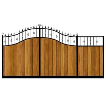 Poarta culisanta din otel si lemn, model PC-22, 4000x1800 mm, vopsita cu lac pentru lemn in diferite nuante Poarta culisanta din otel si lemn, model PC-22, 4000x1800 mm, vopsita cu lac pentru lemn in diferite nuante