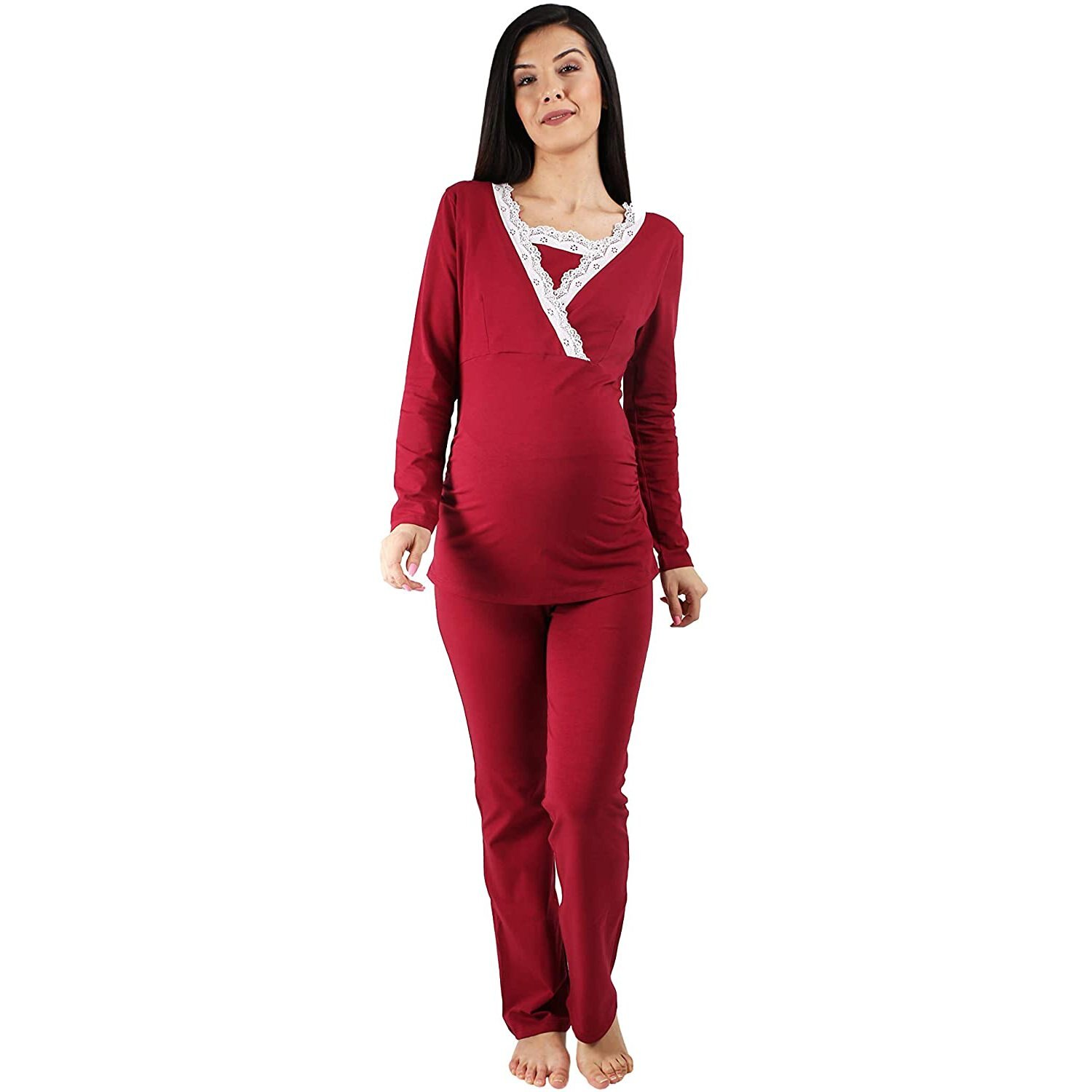 Pijama gravide sarcina si alaptare, din bumbac, cu maneca lunga, Marimea XL -