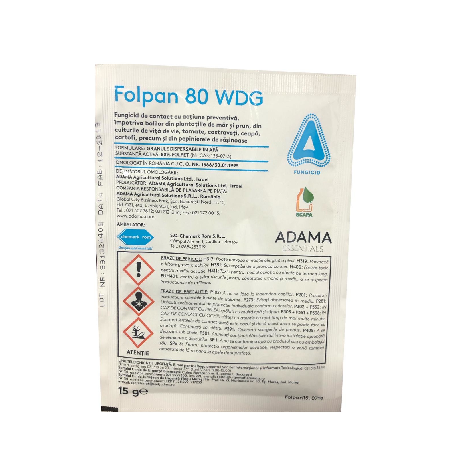 Fungicid Folpan 80WDG cu actiune preventiva , 15 GR