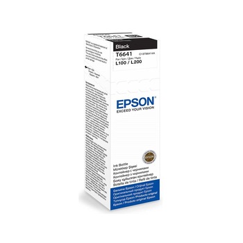 Flacon Epson T6641 original, pentru imprimantele L120, L110, L130, L220. L210, L310, L300, L365, L355, L455, L565, L550, L1300, 70 ml, negru Flacon Epson T6641 original, pentru imprimantele L120, L110, L130, L220. L210, L310, L300, L365, L355, L455, L565, L550, L1300, 70 ml, negru