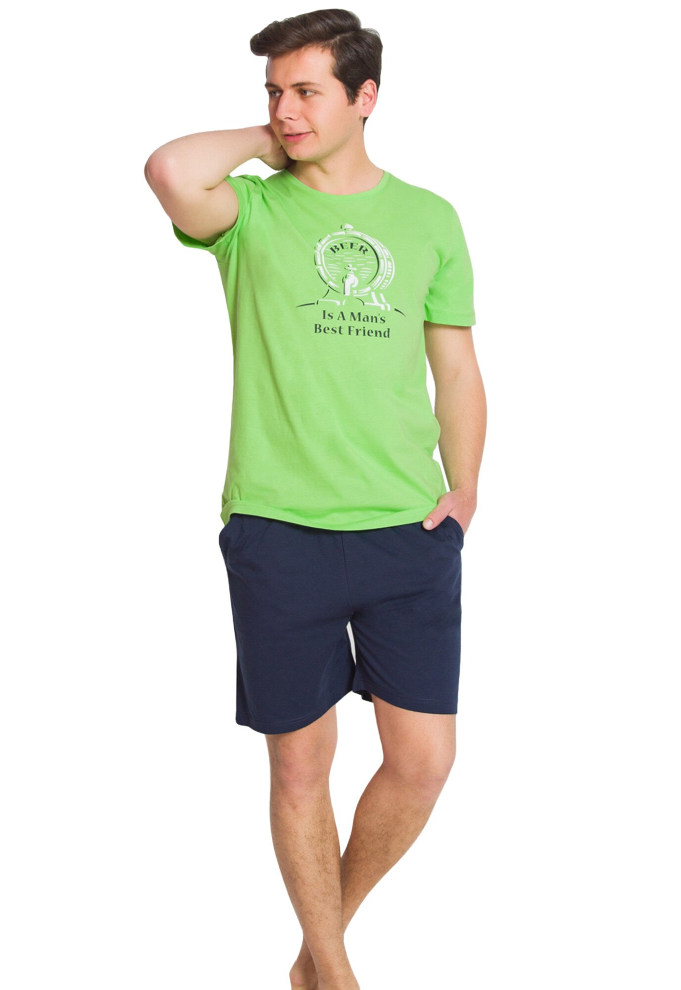 Pijama barbati Gazzaz by Vienetta, model Best Friend, verde
