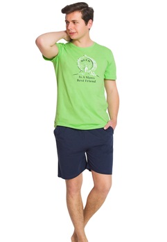 Pijama barbati Gazzaz by Vienetta, model Best Friend, verde Pijama barbati Gazzaz by Vienetta, model Best Friend, verde