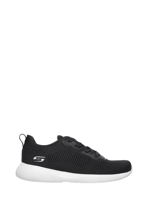 Skechers, Pantofi sport din material tricotat Bobs Squad Tough Talk, Alb/Negru