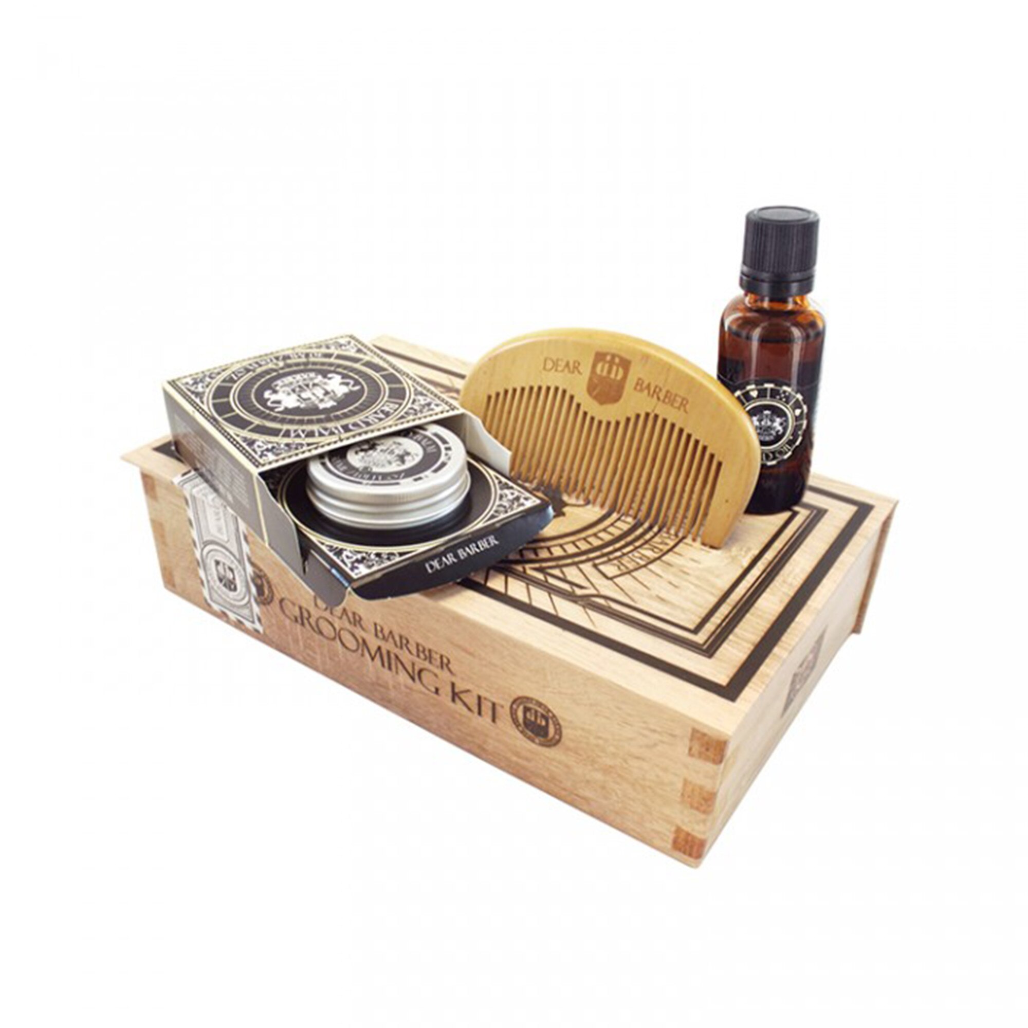 Set Ingrijire Barba, cu Ulei Barba, Balsam de Barba, Pieptene de Barba, Dear Barber