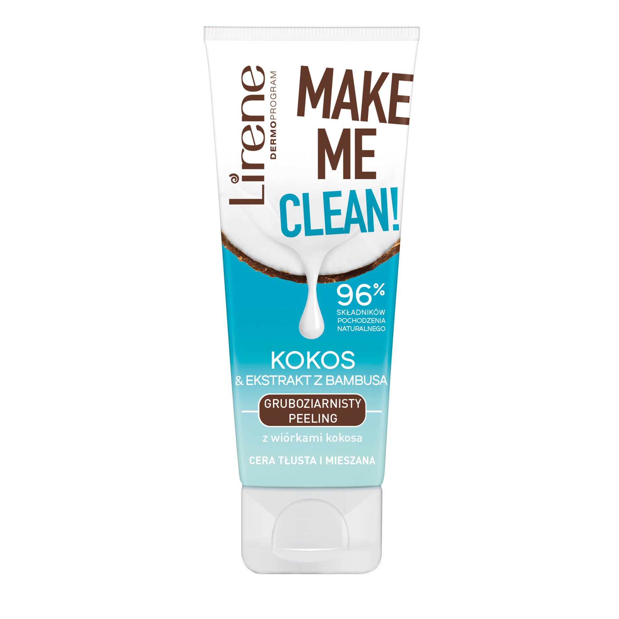 Scrub facial Make Me Clean cu paticule abrazive din nuca de cocos si extract de bambus, 75ml