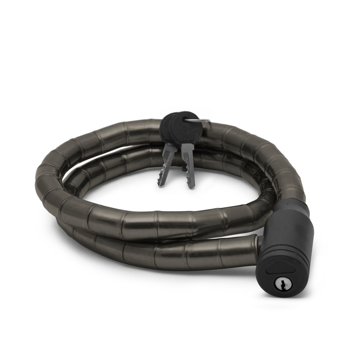 Antifurt bicicleta Skycandle, 2 Chei, Cablu otel, 18 mm x 100 cm, Negru