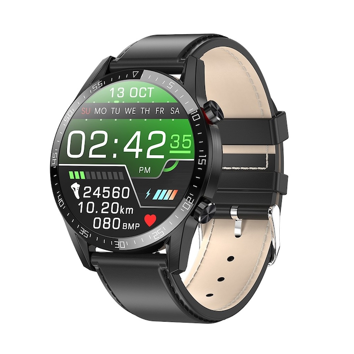 L13GT Microwear Smartwatch, 2020 CYUC férfi okosóra, ECG+PPG, Pulzusmérő, O2, IP68, 32MB + 32MB, 1.3 inch érintőképernyő, 240x240 HD, fekete
