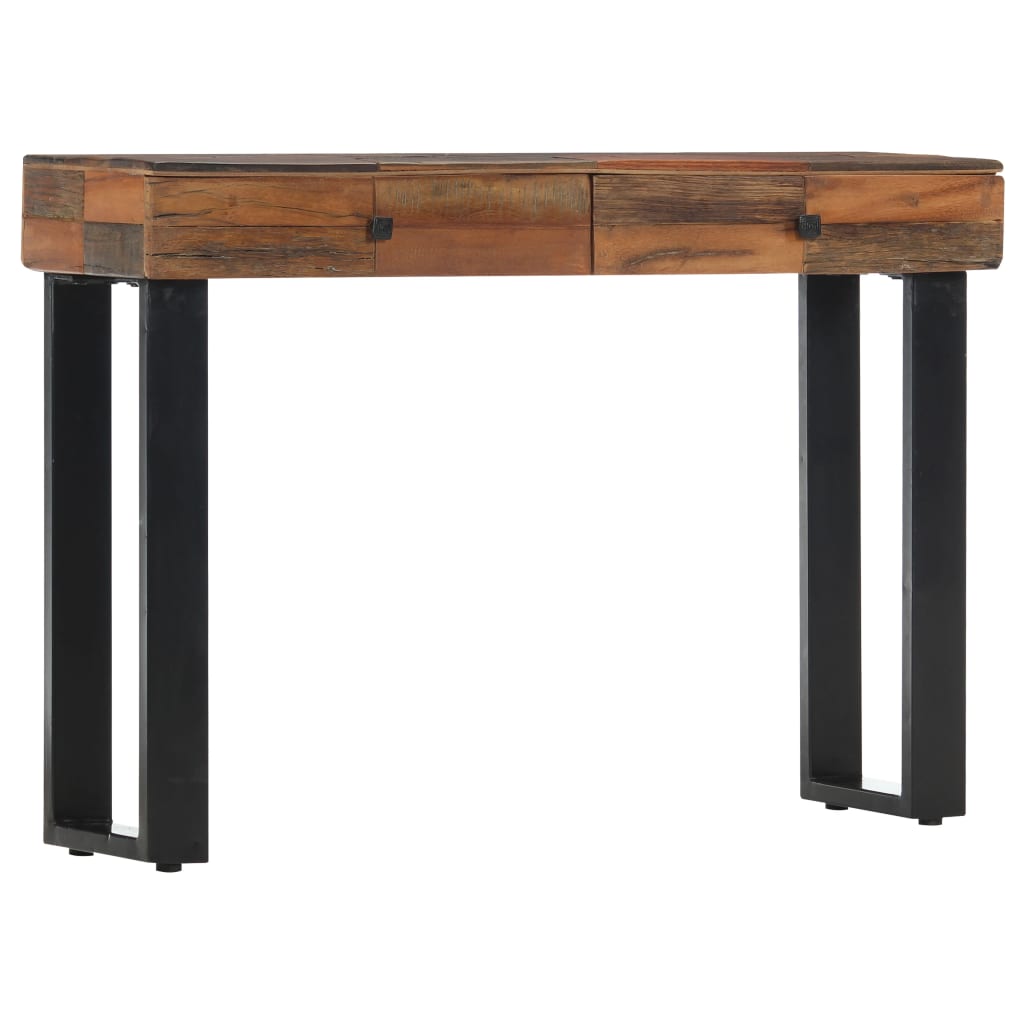 Masa consola vidaXL, Lemn reciclat/Otel, 110 x 30 x 76 cm, Maro
