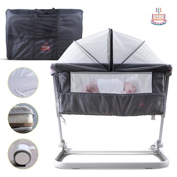 Patut bebelusi, Marcosm, co-sleeper, gri, cu 6 trepte de inaltime, cu saltea, pernuta, plasa de insecte si husa pentru transport, pentru copii intre 0 si 12 luni Patut bebelusi, Marcosm, co-sleeper, gri, cu 6 trepte de inaltime, cu saltea, pernuta, plasa de insecte si husa pentru transport, pentru copii intre 0 si 12 luni