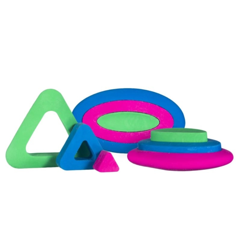 Set 3 radiera, Zola®, model forme geometrice, multicolore