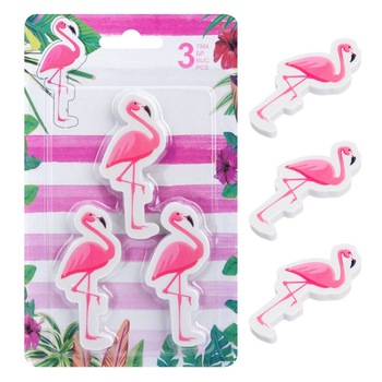 Set 3 radiere, Zola®, model flamingo, roz Set 3 radiere, Zola®, model flamingo, roz
