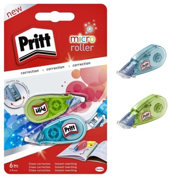 Set rola banda corectoare, Pritt, 2 bucati, verde / albastra, 5 mm x 6 m Set rola banda corectoare, Pritt, 2 bucati, verde / albastra, 5 mm x 6 m