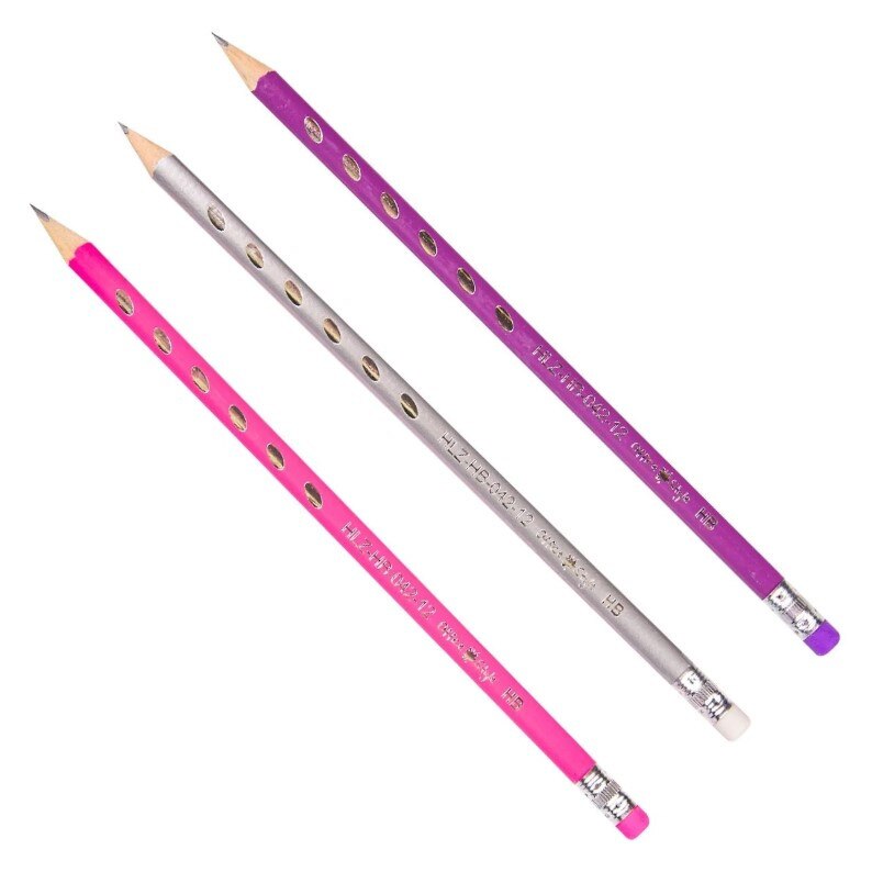 Set 12 creioane, Zola®, roz / argintiu / lila, cu radiera