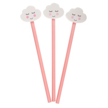 Set 3 creioane, Zola®, model cu radiera in forma de nori Set 3 creioane, Zola®, model cu radiera in forma de nori