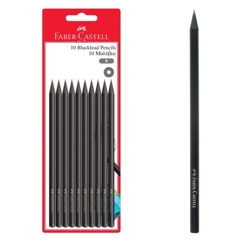 Set 10 creioane, Faber-Castell, negre, din lemn