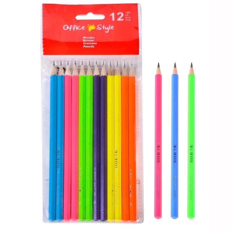 Set 12 creioane, Zola®, culori diferite, din lemn, fara radiera