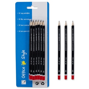 Set 12 creioane, Zola®, negru / rosu, HB Set 12 creioane, Zola®, negru / rosu, HB