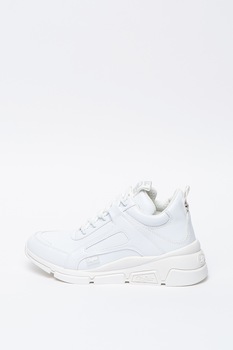 Buffalo, Pantofi sport wedge de piele ecologica Batter Sleek, Alb, 40 Buffalo, Pantofi sport wedge de piele ecologica Batter Sleek, Alb, 40