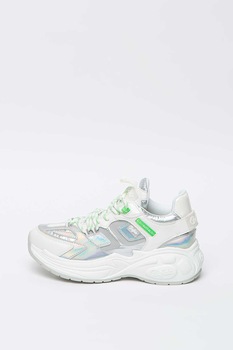 Buffalo, Pantofi sport din piele ecologica cu garnituri irizate B.NCE S2 Buffalo, Pantofi sport din piele ecologica cu garnituri irizate B.NCE S2