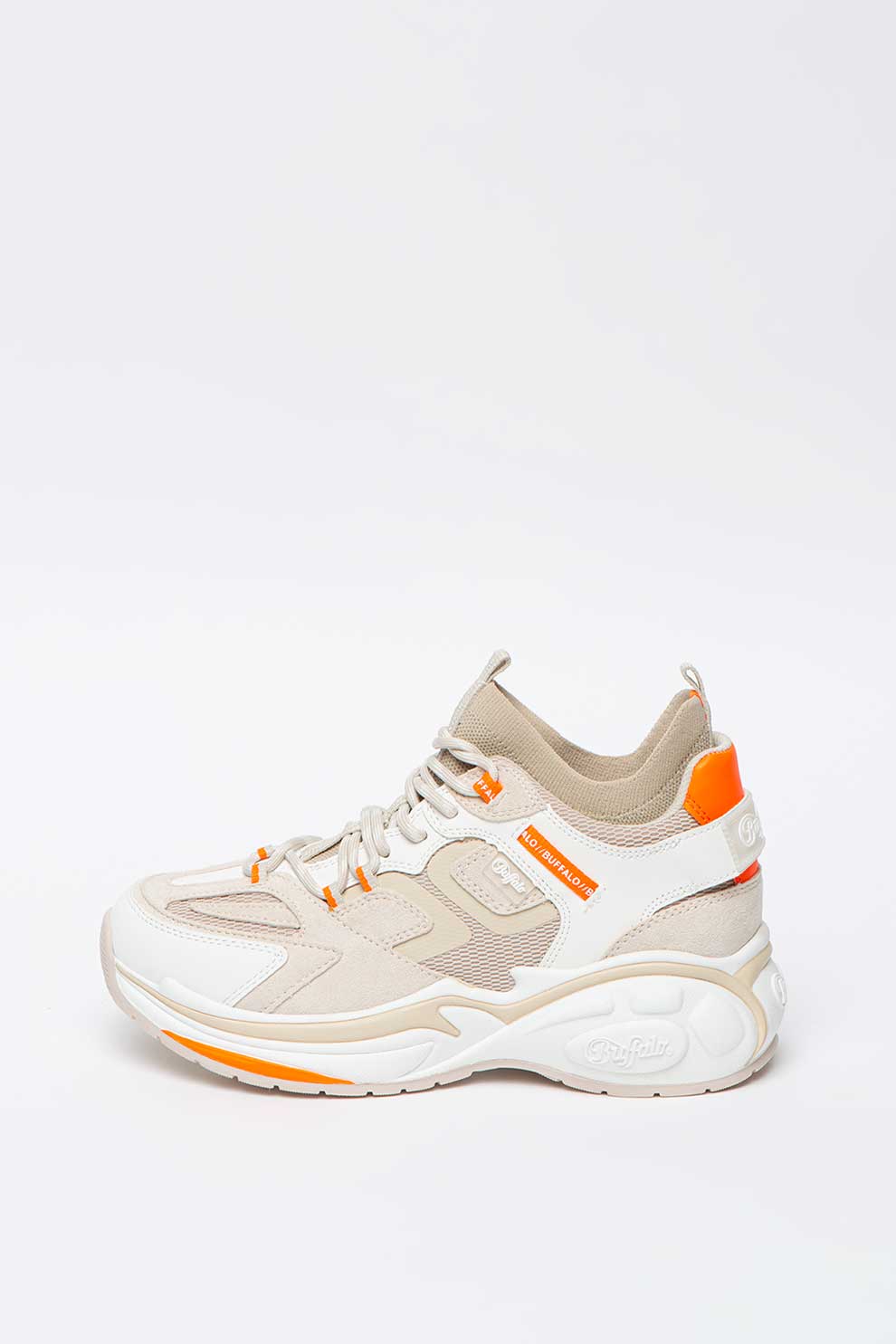 Buffalo, Pantofi sport mid-high slip-on B.NCE S2, Bej deschis/alb/oranj mandarina, 40